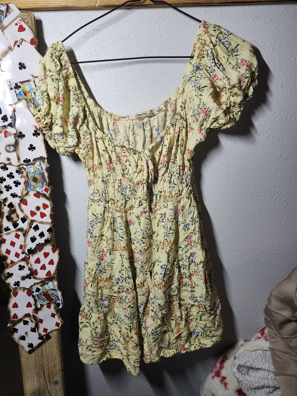 Liberty Love Yellow Floral Puff-Sleeve Sundress
